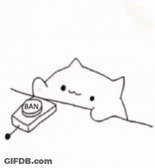 Bongo Cat Pushing Ban Button GIF