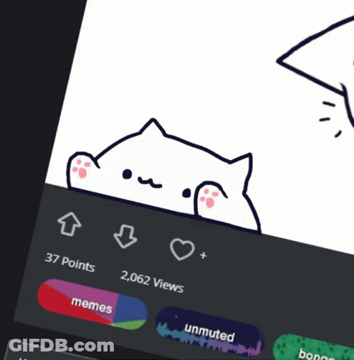 Bongo Cat Tapping Up Vote And Heart Button GIF