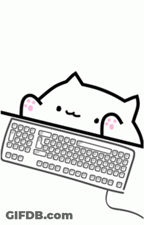 Bongo Cat Typing On Computer Keyboard GIF