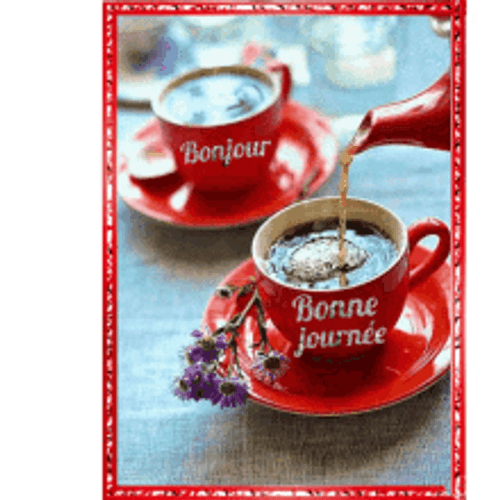Bonjour Couple Cup Of Coffee GIF