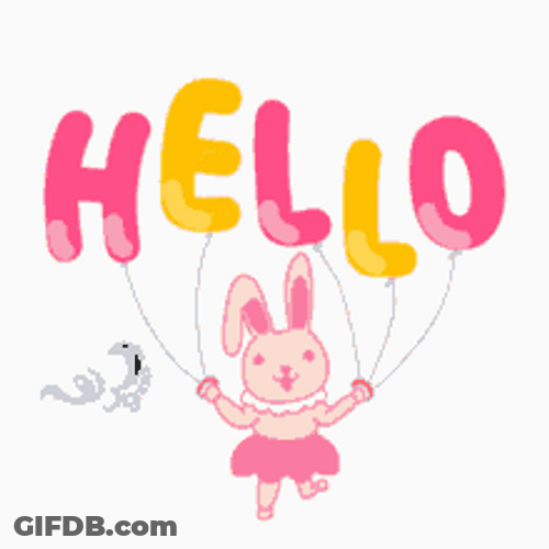 Bonjour Pink Bunny Graphic Art GIF
