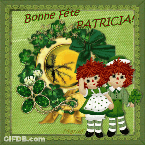 Bonne Fete Patricia Greeting Card GIF
