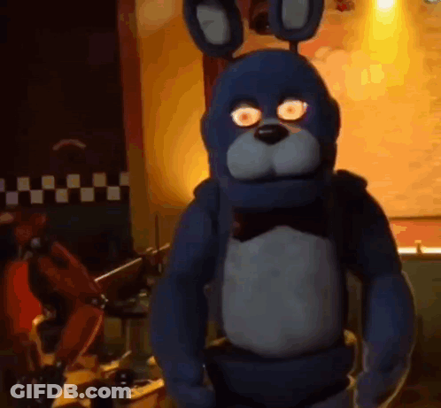 Bonnie The Bunny From Five Nights At Freddy's Standing In Yellow Room GIF