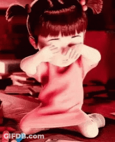 Boo From Monsters Inc Is Covering Her Mouth With Her Hands GIF