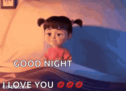 Boo From Monsters Inc Lying In Bed Good Night I Love You GIF