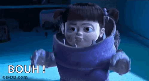 Boo In Purple Making Face From Monsters Inc GIF