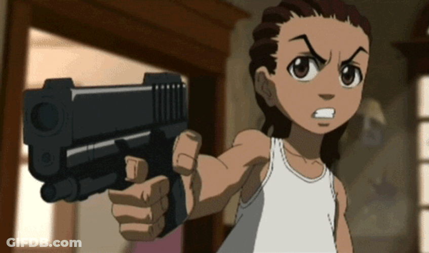 Boondocks Freeman Brother Pointing Guns GIF