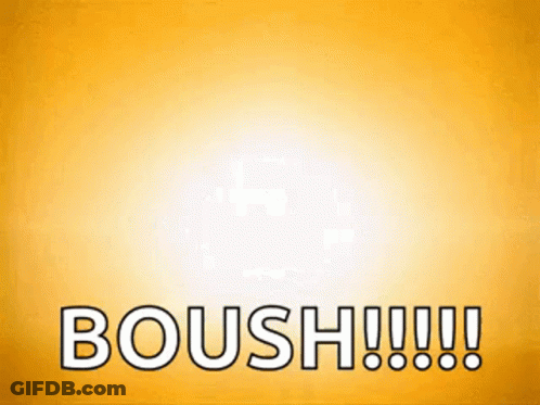 Boosh Text On Yellow Background GIF