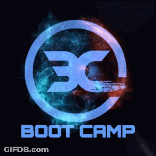 Boot Camp Logo Blue And Red Circle GIF