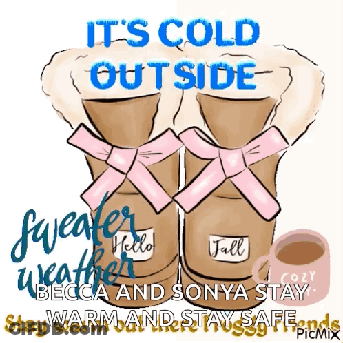 Boots Saying It's Cold Outside GIF