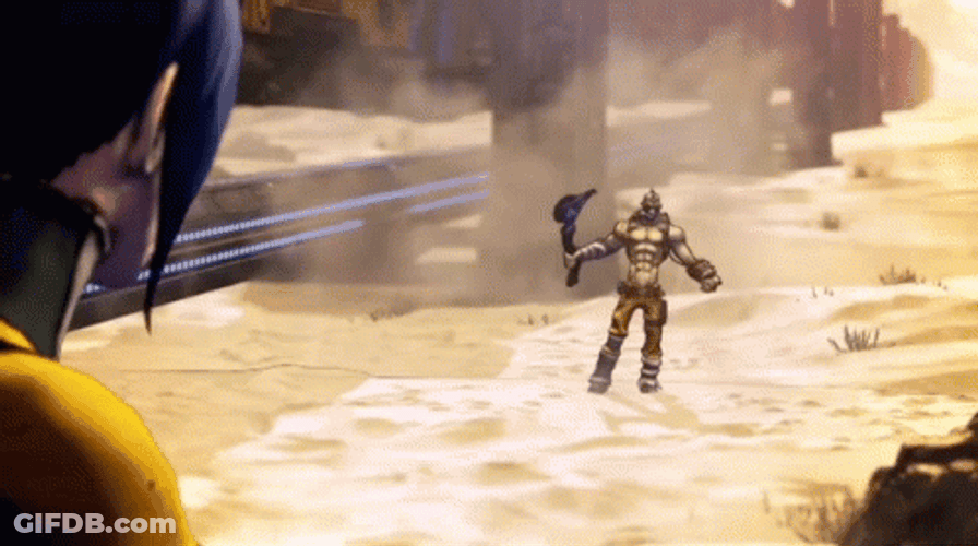 Borderlands Kreig Waving His Weapon GIF