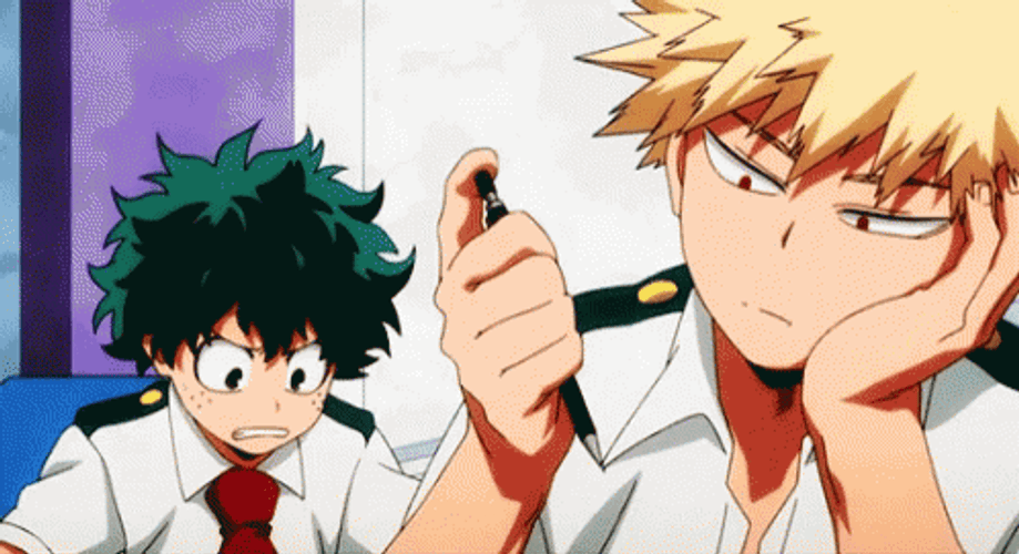 Bored Bakugou & Deku GIF
