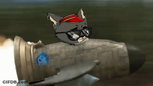 Bored Cat Boat Club Logo With Rocket Launch GIF
