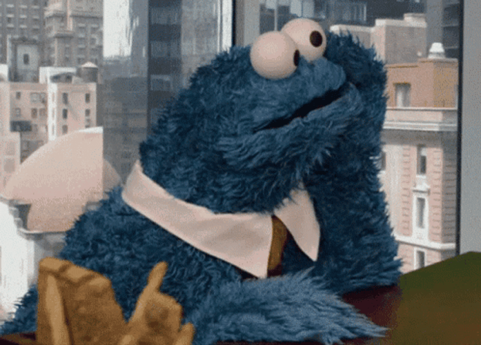 Bored Cookie Monster Running Fingers GIF