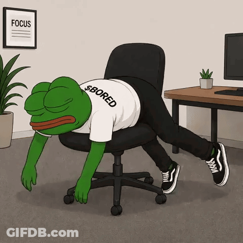 Bored Frog Laying On Office Chair GIF