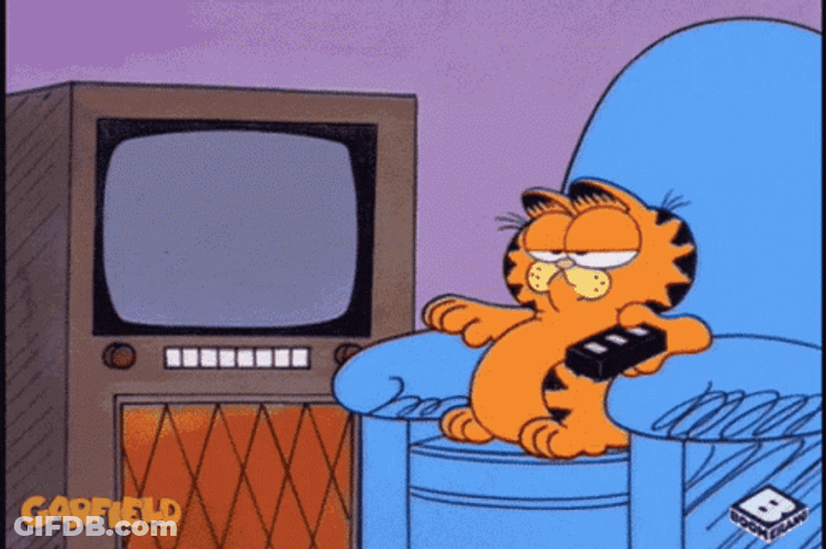 Bored Garfield Watching TV Changing Channels GIF