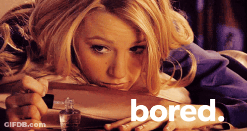 Bored Woman Lying On Table GIF