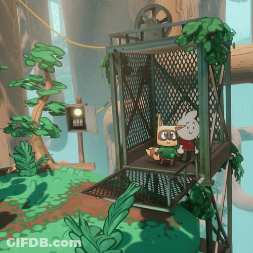 Born Of Bread Game Characters Riding Elevator GIF