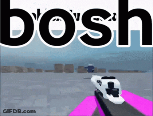 Bosh Video Game With White Gun GIF