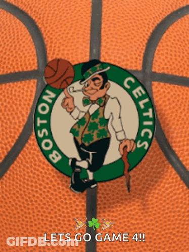Boston Celtics Logo On Basketball Lets Go Game 4 GIF