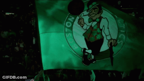 Boston Celtics Logo On Green Flag GIF