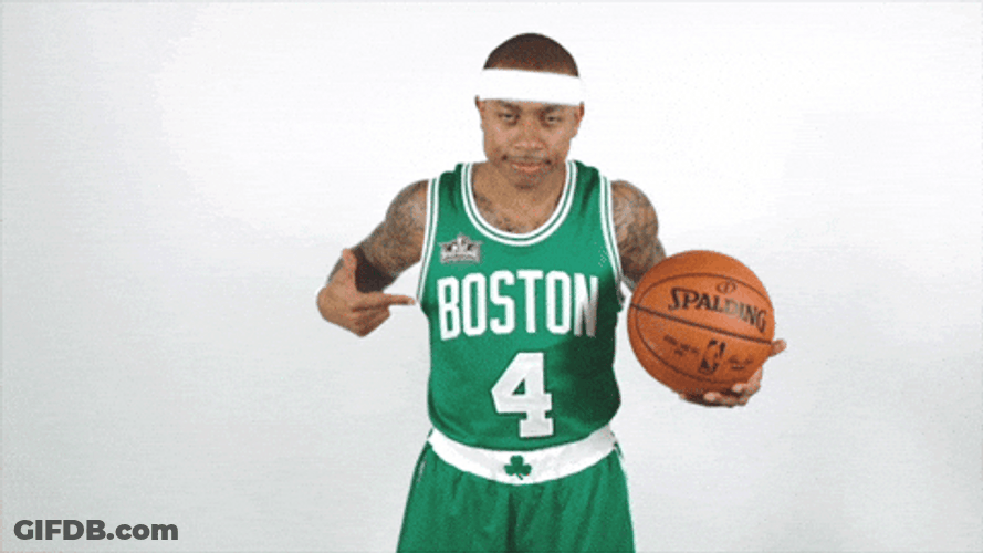 Boston Celtics Player Isaiah Thomas Pointing At Jersey GIF