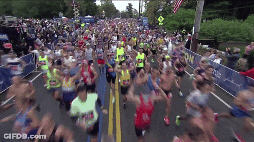 Boston City Marathon Aerial View GIF