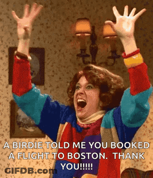 Boston Flight Excited Kristen Wiig SNL GIF