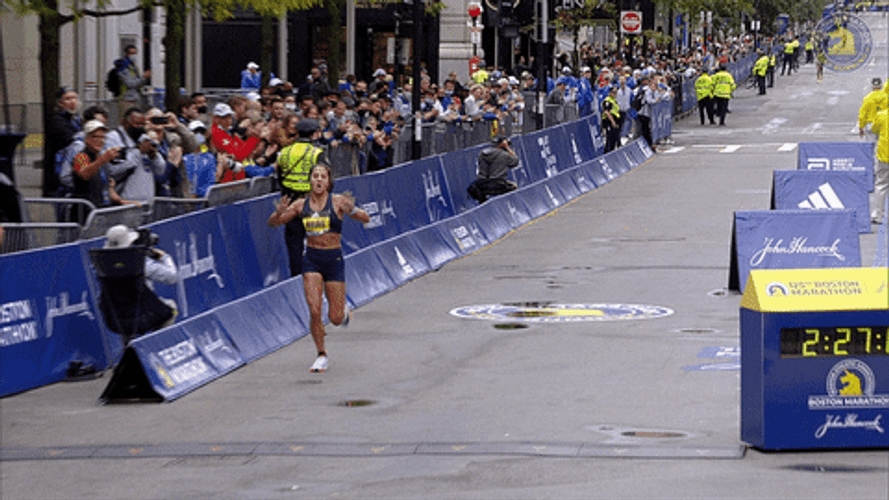 Boston Marathon Woman Running GIF