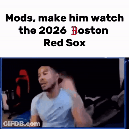 Boston Red Sox Advertisement With Man In Background GIF