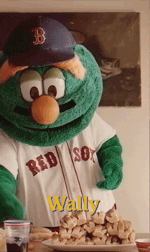 Boston Red Sox Mascot Throwing Popcorns GIF