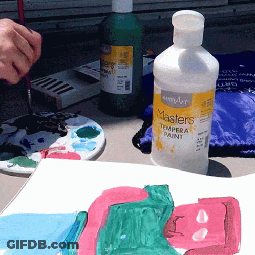 Bottle Of Masters Tempera Paint On Table GIF