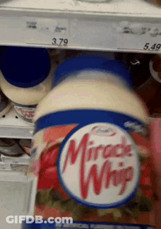 Bottle Of Miracle Whip On Shelf GIF