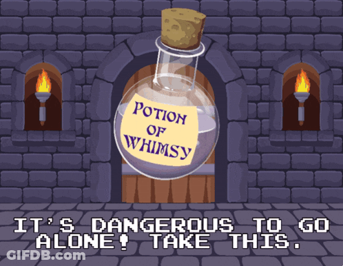Bottle Of Potion Of Whimsy In Front Of Stone Wall GIF