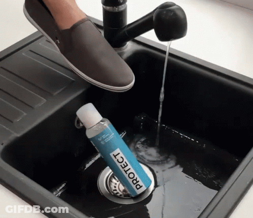Bottle Of Protect In Sink GIF