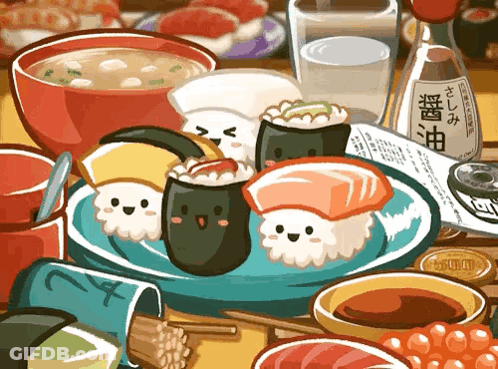 Bottle Of Soy Sauce Next To Plate Of Food GIF