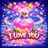 Bottle With Hearts Saying I Love You GIF