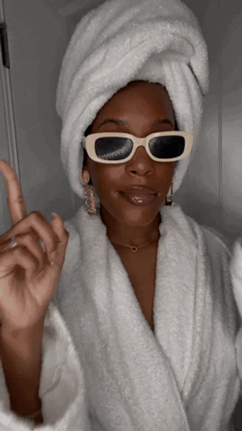 Boujie Girl Pointing Up GIF
