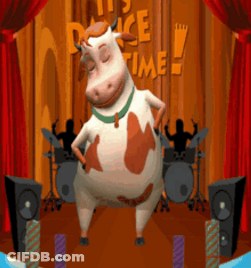 Bouncy Dancing Cow On Stage GIF