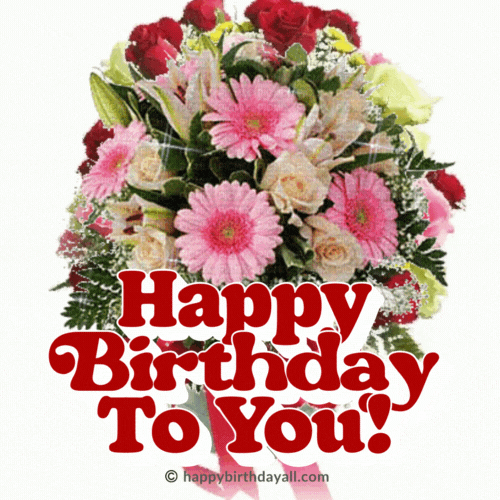 Bouquet Of Birthday Flowers Happy Birthday GIF
