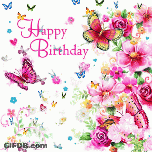 Bouquet Of Flowers Happy Birthday GIF