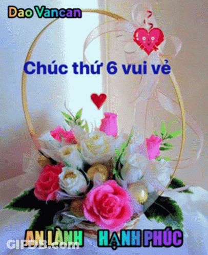 Bouquet Of Flowers In Basket GIF