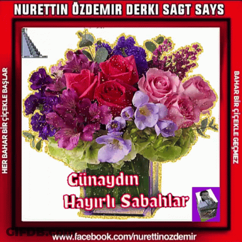 Bouquet Of Flowers In Vase Günaydın Hayırlı Sabahlar GIF