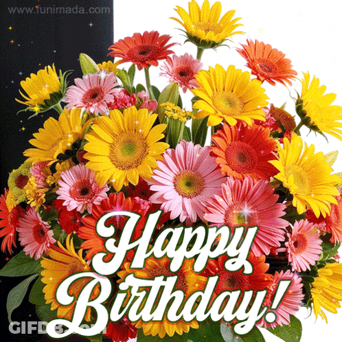 Bouquet Of Flowers Saying Happy Birthday GIF