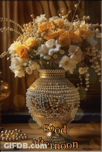 Bouquet Of Flowers With Good Afternoon GIF