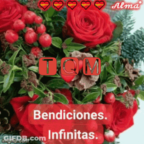 Bouquet Of Red Roses With Hearts Bendiciones Infinitas GIF