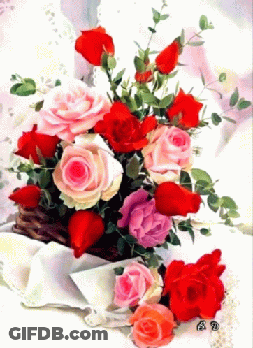 Bouquet Of Roses With Letters GD GIF