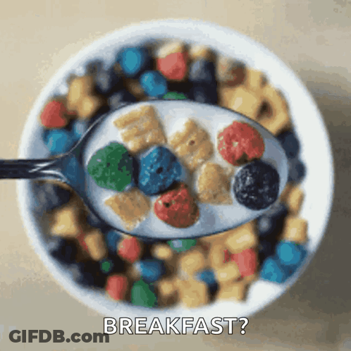 Bowl Of Cereal With Berries GIF
