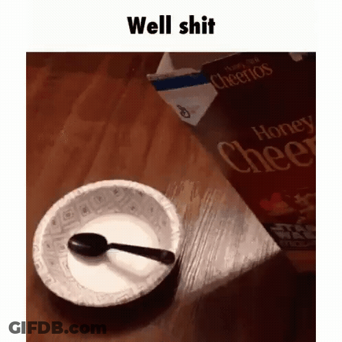 Bowl Of Cereal With Spoon And Honey Cheerios GIF