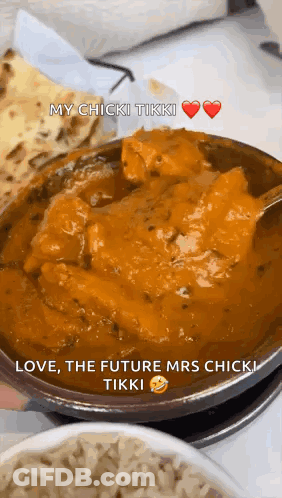 Bowl Of Chicken Tikki With Spoon GIF